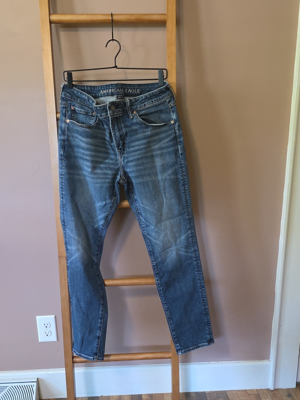 American Eagle Outfitters Dark Blue Denim Jeans - Washed Indigo